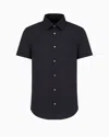 Emporio Armani Mens Blu Scuro Logo-embroidered Regular-fit Stretch-cotton Blend Shirt In Navy Blue