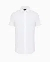 Emporio Armani Camicia Bianca In Jersey Misto Lyocell In White