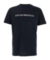 Emporio Armani Blue Crewneck T-shirt With Logo Lettering On The Front