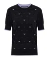 Emporio Armani Jumper With All-over Micro Eagle Embroidery In Multi