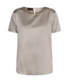Emporio Armani Silk Satin T-shirt In Gray