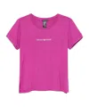 Emporio Armani Crew Neck Logo T-shirt With Side Slits In Purple
