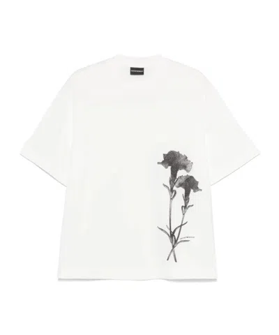 EMPORIO ARMANI FLOWER-EMBROIDERED T-SHIRT