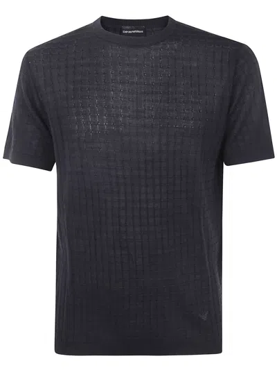 Emporio Armani Short Sleeves Round Neck Sweater Clothing In Blue