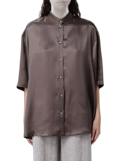 Emporio Armani Short Sleeves Shirt In Brown