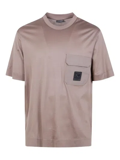 Emporio Armani Short Sleeves With Pocket T-shirt In Brown