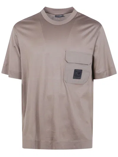 Emporio Armani Short Sleeves With Pocket T-shirt Clothing In Neutral