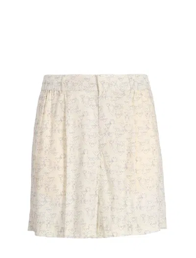Emporio Armani Exclusive Allover Logo Bermuda Shorts In White