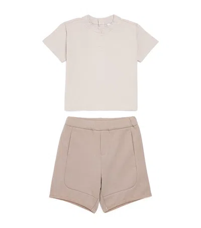 Emporio Armani Kids' Shorts And T-shirt Set In Neutral