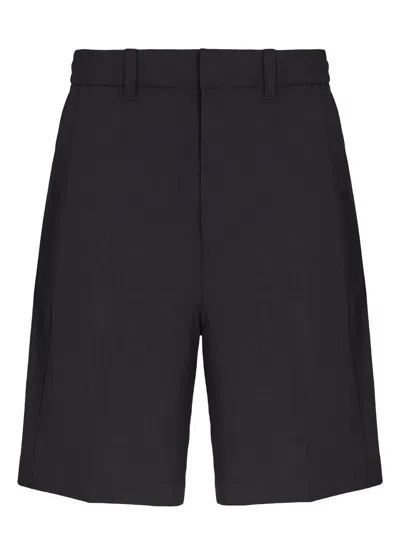 Emporio Armani Technical Seersucker Shorts In Blue