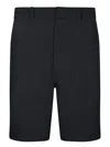 Emporio Armani Jersey Bermuda Shorts With Ribs In Blue