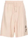 Emporio Armani Embroidered-motif Bermuda Shorts In Neutrals
