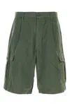 Emporio Armani Dark Green Cotton Bermuda Shorts In Green