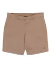 Emporio Armani Brown Logo Cotton Shorts In Grey