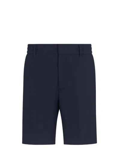 Emporio Armani Canneté-effect Stretch Nylon Bermuda Shorts In Navy Blue