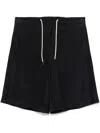 Emporio Armani Dark Blue Suede Bermuda Shorts In Black