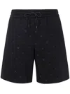 Emporio Armani Allover Logo Cotton Shorts In Black