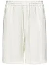 Emporio Armani White Linen Shorts With Drawstring Waist And Side Pockets In White