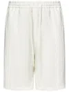 Emporio Armani White Linen Shorts With Drawstring Waist And Side Pockets In White