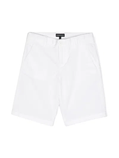 Emporio Armani Kids' Logo-plaque Bermuda Shorts In Bianco Ottico