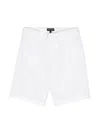 Emporio Armani Logo-plaque Bermuda Shorts In Bianco Ottico