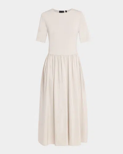 Emporio Armani Short-sleeve Interlock Long Dress In White