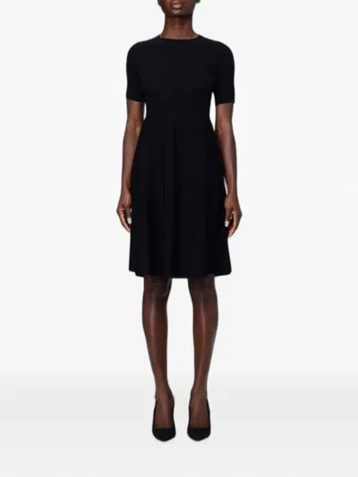 Emporio Armani Short-sleeve Ribbed-knit Mini Dress In Black
