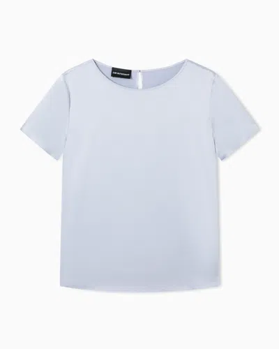 Emporio Armani Short-sleeved Silk Satin Blouse In Purple