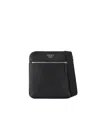 Emporio Armani Asv Regenerated Saffiano Leather Flat Shoulder Bag With Eagle Plate In Black