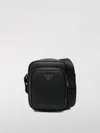 Emporio Armani Asv Regenerated Saffiano Leather Shoulder Bag With Eagle Plate In Black