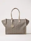 Emporio Armani Medium Shopper Bag With All-over Monogram Print In Beige