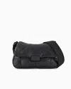 Emporio Armani Official Store Baguette Shoulder Bag In Quilted Nylon In Noir