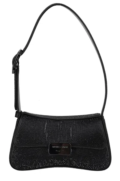Emporio Armani Rhinestone-embellished Shoulder Bag In Black