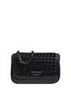 Emporio Armani Mini Bag In Interwoven Leather With Chain Shoulder Strap In Black
