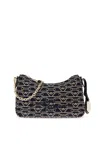 Emporio Armani Shoulder Bag With Embroidered Logo In Denim