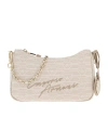 Emporio Armani Shoulder Bag With Embroidered Logo In Nude
