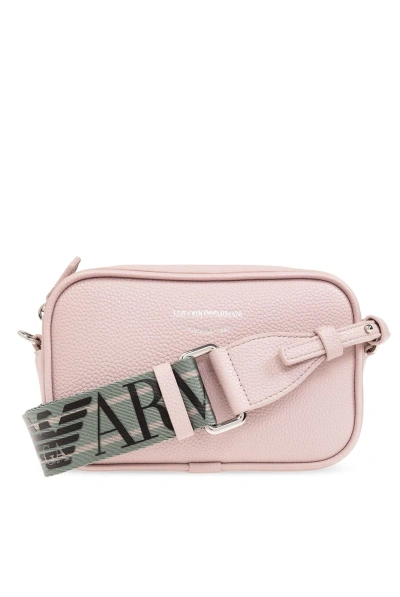 Emporio Armani Shoulder Bag With Logo In Ortensia/urban Chic