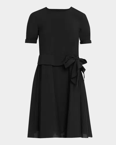 Emporio Armani Side Bow A-line Knit Dress In Black