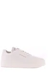 Emporio Armani Embossed-logo Sneakers In White