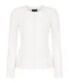 Emporio Armani Cotton Blazer Jacket With Shoulder Pads And Side Slit Pockets In White