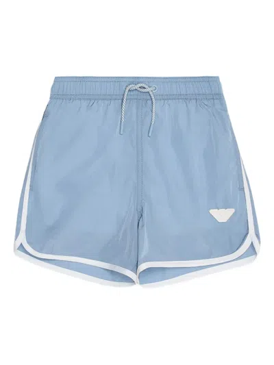 Emporio Armani Kids' Side-stripe Swim Shorts In Blue