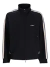 Emporio Armani High Neck Cotton Sweatshirt With Side Stripe In Black