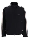 Emporio Armani High Neck Cotton Sweatshirt With Side Stripe In Black