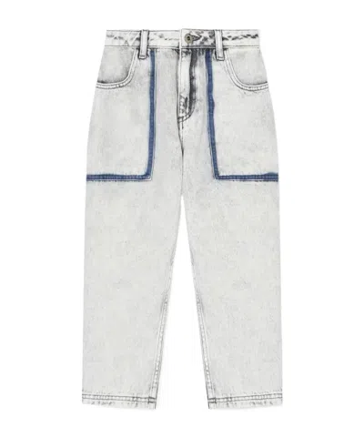 Emporio Armani Kids' Side-striped Jeans In Gray