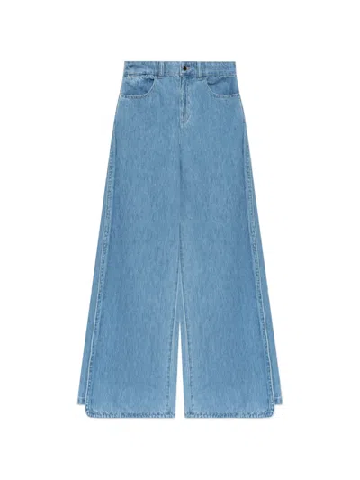 Emporio Armani Side-slit Wide-leg Jeans In Blue