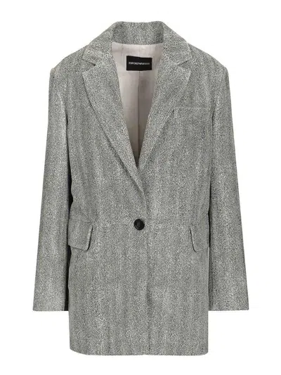 Emporio Armani Signature Blazer In Grey