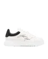 Emporio Armani Signature Logo-print Leather Sneakers In White