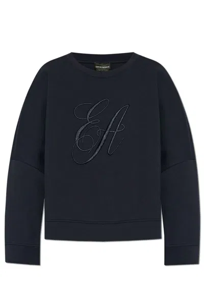 Emporio Armani Signature Logo Sweater In Navy