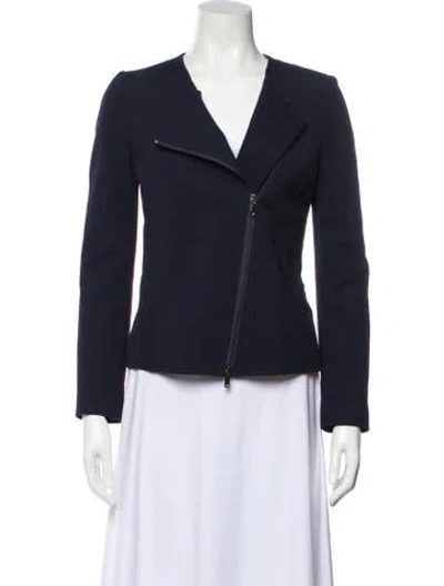Pre-owned Emporio Armani Silk Biker Jacket In Blue