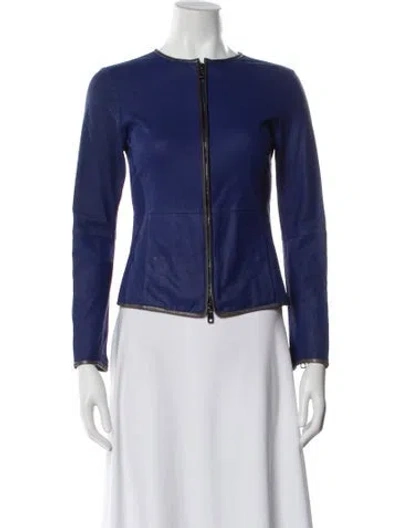 Pre-owned Emporio Armani Silk Biker Jacket In Blue